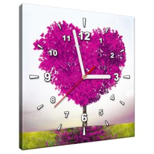 Tištěný obraz s hodinami Tmavě růžový strom lásky ZP2559A_1AI