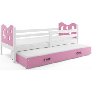 B2b1 BMS-group Dětská postel s přistýlkou MIKO 2 90x200 cm, bílá/růžová Pěnová matrace