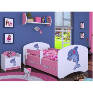 Dětská postel se šuplíkem 180x90cm DELFÍN - růžová