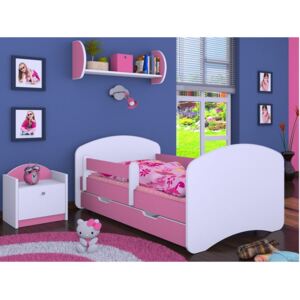 Dětská postel se šuplíkem 180x90cm BEZ MOTÍVU - růžová