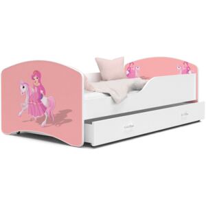 Dětská postel IGOR se šuplíkem - 160x80 cm - PRINCEZNA NA KONI