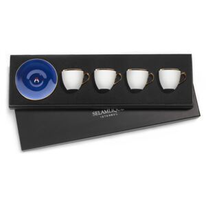 Turecký kávový set 4 šálků s podšálky, modrá - Selamlique