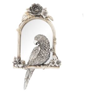 Zrcadlo v rámu s papouškem a květinami - 25*4*45 cm