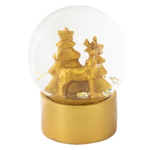 Sněžítko se zlatým jelenem a vánočními stromky - Ø 8*11 cm