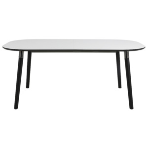 Jídelní rozkládací stůl 280x100 cm v bílé barvě s černými nohy DO198