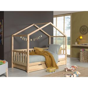 Dětská postel ve tvaru domečku s šuplíkem Dallas natural