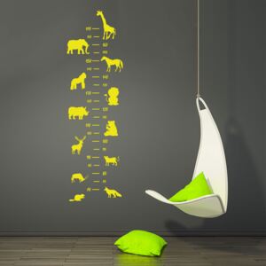 Samolepka na zeď GLIX - Oboustranný dětský metr - Zvířata 1 Žlutá 35x120 cm