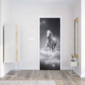 GLIX Fototapeta na dveře - Horses Black And White | 91x211 cm