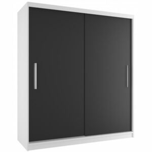 Luxusní šatní skříň s posuvnými dveřmi šířka 158 cm bílý korpus 01 Bílá - Černá