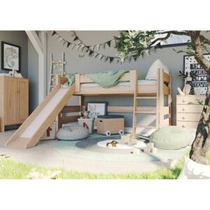 Gazel Dětská patrová postel Sendy nízká se skluzavkou buk 90/200 buk - cink přírodní