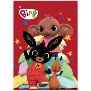 United Essentials • Dětská fleecová deka Zajíček Bing a jeho kamarádi Sula a Flop - červená - 100 x 140 cm