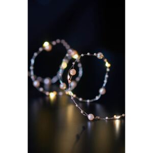 LED vánoční řetěz na baterie, růžové perličky, 3m
