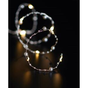 LED vánoční řetěz na baterie, béžové perličky, 3m