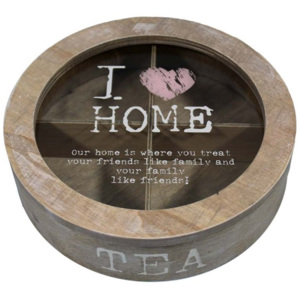 Dřevěná krabička na čaj I Love home