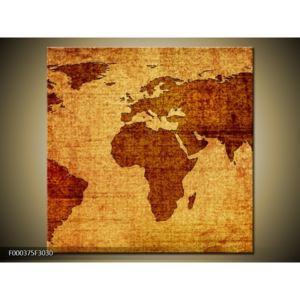 Obraz mapy světa - papyrus (30x30 cm)