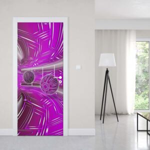 GLIX Fototapeta na dveře - Modern 3D Tech Tunnel Purple | 91x211 cm