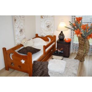 Dětská postel SEVERYN + rošt ZDARMA, s úložným prostorem, olše-lak, 70x160cm
