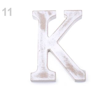 Dřevěná písmena abecedy vintage - 11 "K" bílá přírodní Stoklasa