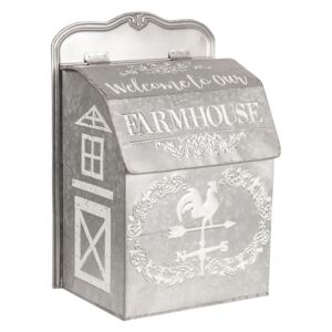 Šedá plechová poštovní schránka Farmhouse - 26*16*37 cm