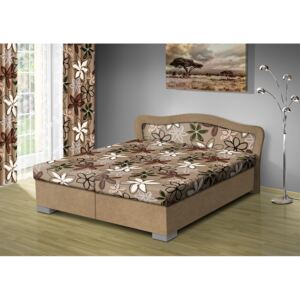 Nabytekmorava Čalouněná postel s úložným prostorem SÁRA typ roštu: PEVNÝ, barva korpusu: ALOVA 66 BÉŽOVÁ, barva matrace: Mega 17 hnědá