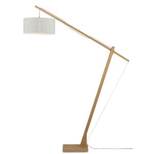 Stojací lampa se světle béžovým stínidlem a konstrukcí z bambusu Good&Mojo Montblanc