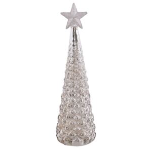 Skleněný vánoční strom ve stříbrném provedení - Ø 7*24 cm