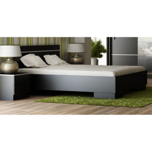 Manželská postel s roštem 140x200 cm v černé matné barvě KN535