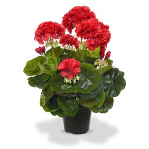 MF Umělá rostlina Pelargonie (40cm) červená - v květináči
