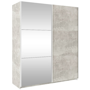 Posuvná šatní skříň se zrcadlem TRUDY, 130 cm, beton