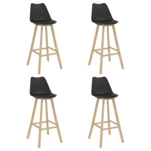 Barové stoličky 4 ks černé PP a masivní bukové dřevo