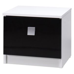 Noční stolek - LUX, bílá/lesklá černá