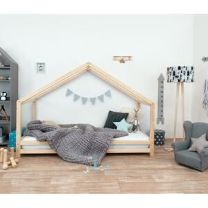 Benlemi Dětská postel domeček SIDY Zvolte barvu: Přírodní dekor bez laku, Rozměr: 70 x 160 cm