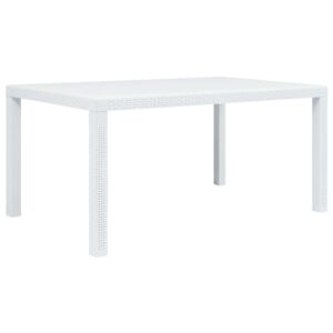 Zahradní stůl bílý 150 x 90 x 72 cm plastový ratanový vzhled