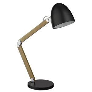TABLE stolní lampa EU3081BK ve dřevě a černým kovovým stínidlem 1xE14