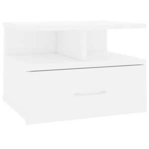 Nástěnný noční stolek Hunt - bílý vysoký lesk | 40x31x27 cm