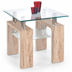 Halmar Konferenční stolek DIANA H, čtvercový, sklo/dub san remo
