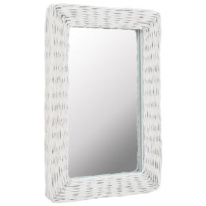 Zrcadlo s proutěným rámem 40 x 60 cm bílé