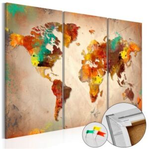 Murando DeLuxe Mapa na korkové tabuli - malovaný svět 120x80 cm