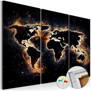 Murando DeLuxe Mapa na korkové tabuli - plameny světa 120x80 cm