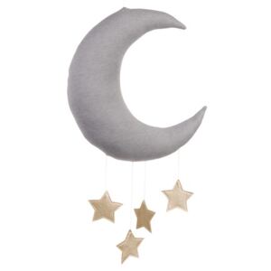 Baby Deco Měsíc k zavěšení šedá Barva hvězdiček: Stříbrná