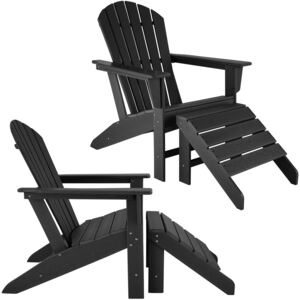 Tectake 403806 2 zahradní židle janis s podnožkou joplin - černá