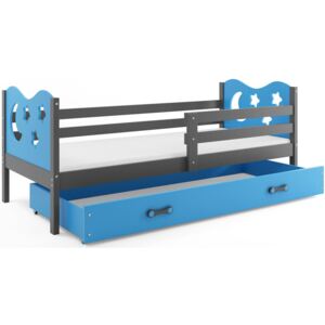 B2b1 BMS-group Patrová postel MIKO 80x190 cm, grafitová/modrá Pěnová matrace