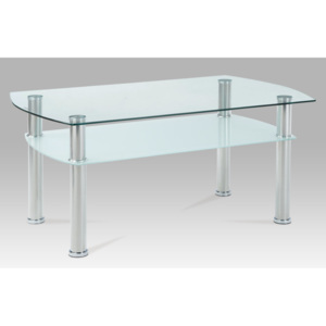 Konferenční stůl 100x60 cm v kombinaci sklo a leštěný nerez GCT-303 CLR1