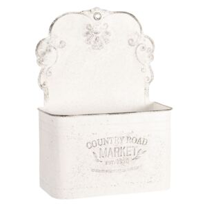 Bílý vintage nástěnný box na květiny - 24*10*33 cm
