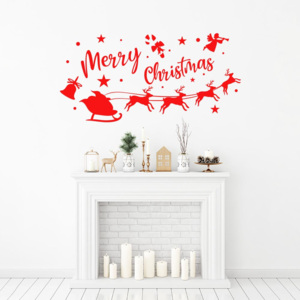 Merry Christmas Santa I. - samolepka na zeď Červená 100 x 50 cm