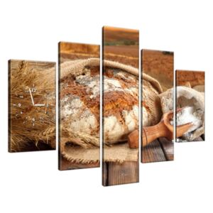 Obraz s hodinami Venkovský domácí chléb 150x105cm ZP1356A_5H
