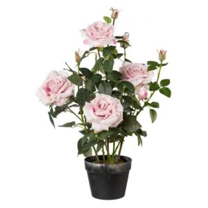 Umělá květina Gasper růže v květináči růžová 68 cm