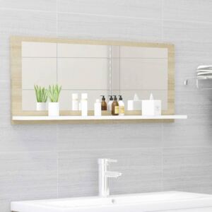 Koupelnové zrcadlo bílé dub sonoma 90x10,5x37 cm dřevotříska