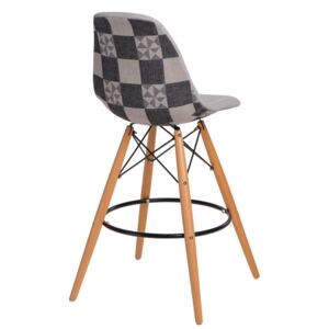 Židle barová Aesti DSW Pattern šedá-patchwork