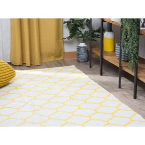 Beliani Kanárkově žlutý oboustranný koberec s geometrickým vzorem 160x230 cm